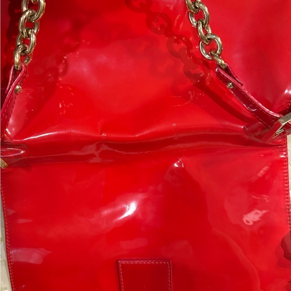 Fendi Mamma Baguette Red Patent Leather Handbag Authentic - Picture 15 of 17